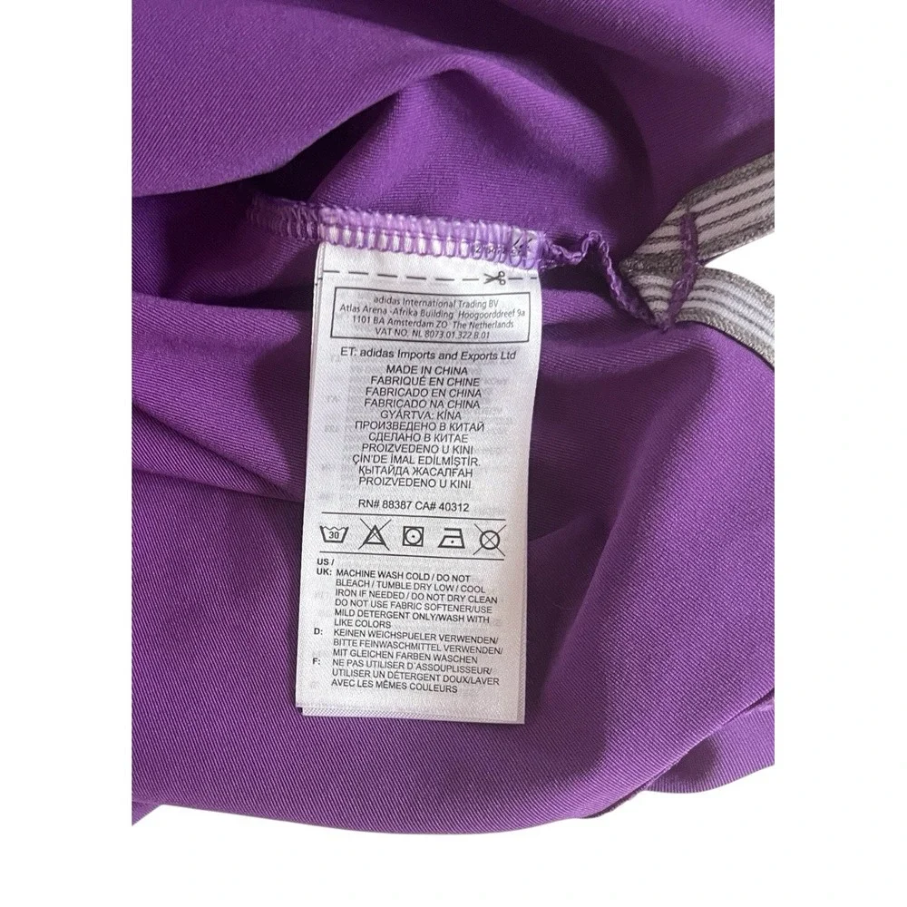 adidas Men's Size L Purple Polo Golf Athletic Performance Short‎ Sleeve Button